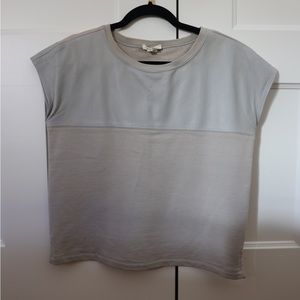 Helmut Lang size medium leather and cotton / sweatshirt tee, gray, cropped